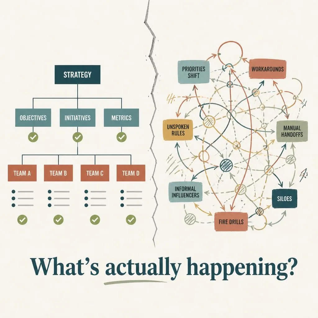 The wrong map — a reminder to start with what is actually happening in the work